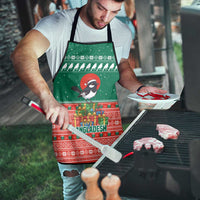 Bangladesh Christmas Apron with Black-Capped Bird Gift Stack and Green Red Snowflake Pattern - Wonder Print Shop