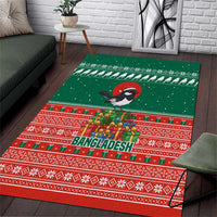 Bangladesh Christmas Area Rug with Black-Capped Bird Gift Stack and Green Red Snowflake Pattern - Wonder Print Shop