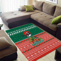 Bangladesh Christmas Area Rug with Black-Capped Bird Gift Stack and Green Red Snowflake Pattern - Wonder Print Shop