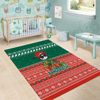 Bangladesh Christmas Area Rug with Black-Capped Bird Gift Stack and Green Red Snowflake Pattern - Wonder Print Shop