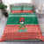 Bangladesh Christmas Bedding Set with Black-Capped Bird Gift Stack and Green Red Snowflake Pattern - Wonder Print Shop
