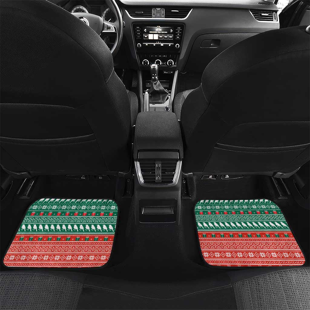 Bangladesh Christmas Car Mats with Black-Capped Bird Gift Stack and Green Red Snowflake Pattern - Wonder Print Shop