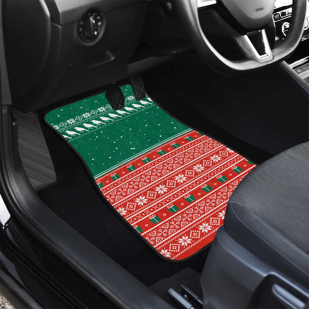 Bangladesh Christmas Car Mats with Black-Capped Bird Gift Stack and Green Red Snowflake Pattern - Wonder Print Shop
