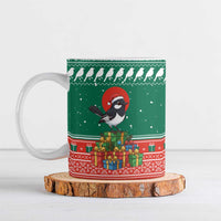 Bangladesh Christmas Ceramic Mug with Black-Capped Bird Gift Stack and Green Red Snowflake Pattern - Wonder Print Shop