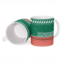 Bangladesh Christmas Ceramic Mug with Black-Capped Bird Gift Stack and Green Red Snowflake Pattern - Wonder Print Shop