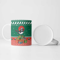 Bangladesh Christmas Ceramic Mug with Black-Capped Bird Gift Stack and Green Red Snowflake Pattern - Wonder Print Shop