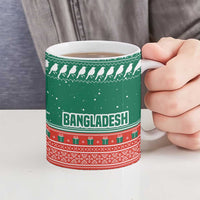 Bangladesh Christmas Ceramic Mug with Black-Capped Bird Gift Stack and Green Red Snowflake Pattern - Wonder Print Shop