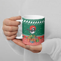 Bangladesh Christmas Ceramic Mug with Black-Capped Bird Gift Stack and Green Red Snowflake Pattern - Wonder Print Shop