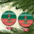 Bangladesh Christmas Ceramic Ornament with Black-Capped Bird Gift Stack and Green Red Snowflake Pattern - Wonder Print Shop