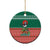 Bangladesh Christmas Ceramic Ornament with Black-Capped Bird Gift Stack and Green Red Snowflake Pattern - Wonder Print Shop