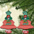 Bangladesh Christmas Ceramic Ornament with Black-Capped Bird Gift Stack and Green Red Snowflake Pattern - Wonder Print Shop