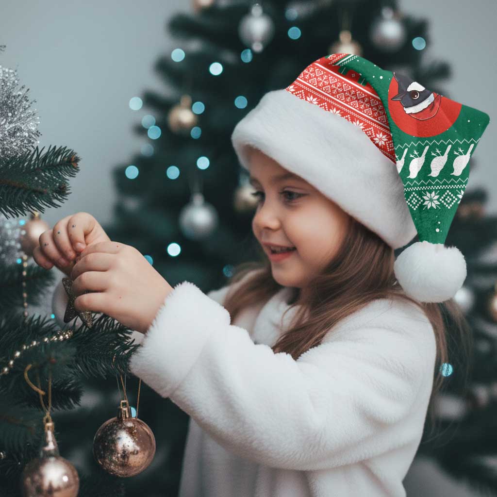 Bangladesh Christmas Santa Hat with Black-Capped Bird Gift Stack and Green Red Snowflake Pattern - Wonder Print Shop