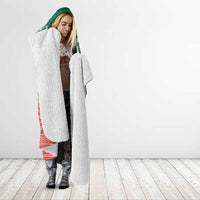 Bangladesh Christmas Hooded Blanket with Black-Capped Bird Gift Stack and Green Red Snowflake Pattern - Wonder Print Shop