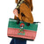 Bangladesh Christmas Leather Tote Bag with Black-Capped Bird Gift Stack and Green Red Snowflake Pattern - Wonder Print Shop