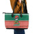 Bangladesh Christmas Leather Tote Bag with Black-Capped Bird Gift Stack and Green Red Snowflake Pattern - Wonder Print Shop