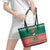 Bangladesh Christmas Leather Tote Bag with Black-Capped Bird Gift Stack and Green Red Snowflake Pattern - Wonder Print Shop