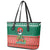 Bangladesh Christmas Leather Tote Bag with Black-Capped Bird Gift Stack and Green Red Snowflake Pattern - Wonder Print Shop