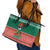 Bangladesh Christmas Leather Tote Bag with Black-Capped Bird Gift Stack and Green Red Snowflake Pattern - Wonder Print Shop