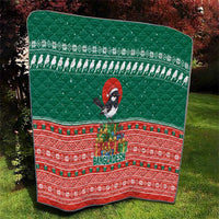 Bangladesh Christmas Quilt with Black-Capped Bird Gift Stack and Green Red Snowflake Pattern - Wonder Print Shop