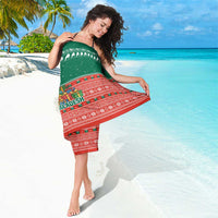 Bangladesh Christmas Sarong with Black-Capped Bird Gift Stack and Green Red Snowflake Pattern - Wonder Print Shop