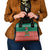 Bangladesh Christmas Shoulder Handbag with Black-Capped Bird Gift Stack and Green Red Snowflake Pattern - Wonder Print Shop