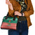 Bangladesh Christmas Shoulder Handbag with Black-Capped Bird Gift Stack and Green Red Snowflake Pattern - Wonder Print Shop