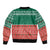 Bangladesh Christmas Sleeve Zip Bomber Jacket with Black-Capped Bird Gift Stack and Green Red Snowflake Pattern - Wonder Print Shop