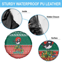 Bangladesh Christmas Spare Tire Cover with Black-Capped Bird Gift Stack and Green Red Snowflake Pattern - Wonder Print Shop