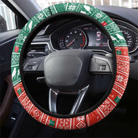 Bangladesh Christmas Steering Wheel Cover with Black-Capped Bird Gift Stack and Green Red Snowflake Pattern - Wonder Print Shop