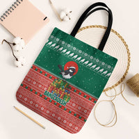 Bangladesh Christmas Tote Bag with Black-Capped Bird Gift Stack and Green Red Snowflake Pattern - Wonder Print Shop