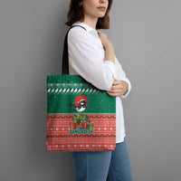 Bangladesh Christmas Tote Bag with Black-Capped Bird Gift Stack and Green Red Snowflake Pattern - Wonder Print Shop