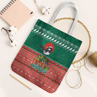 Bangladesh Christmas Tote Bag with Black-Capped Bird Gift Stack and Green Red Snowflake Pattern - Wonder Print Shop