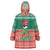Bangladesh Christmas Wearable Blanket Hoodie with Black-Capped Bird Gift Stack and Green Red Snowflake Pattern - Wonder Print Shop