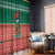 Bangladesh Christmas Window Curtain with Black-Capped Bird Gift Stack and Green Red Snowflake Pattern - Wonder Print Shop