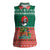 Bangladesh Christmas Women Sleeveless Polo Shirt with Black-Capped Bird Gift Stack and Green Red Snowflake Pattern - Wonder Print Shop