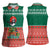 Bangladesh Christmas Women Sleeveless Polo Shirt with Black-Capped Bird Gift Stack and Green Red Snowflake Pattern - Wonder Print Shop