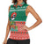 Bangladesh Christmas Women Sleeveless Polo Shirt with Black-Capped Bird Gift Stack and Green Red Snowflake Pattern - Wonder Print Shop