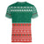 Bangladesh Christmas Women V-Neck T-Shirt with Black-Capped Bird Gift Stack and Green Red Snowflake Pattern - Wonder Print Shop
