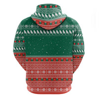 Bangladesh Christmas Zip Hoodie with Black-Capped Bird Gift Stack and Green Red Snowflake Pattern - Wonder Print Shop