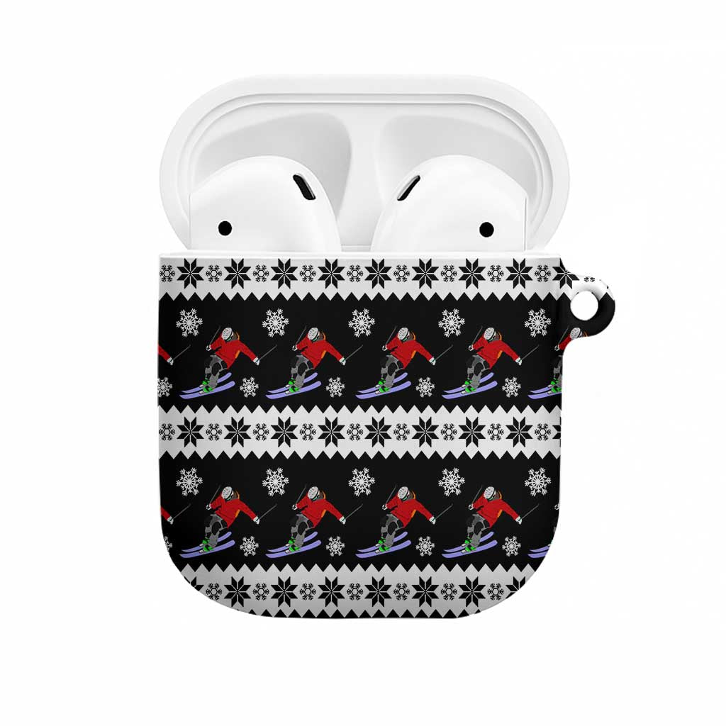 Skiing Snowflake Christmas AirPods Case Xmas Holiday Patterns - Wonder Print Shop