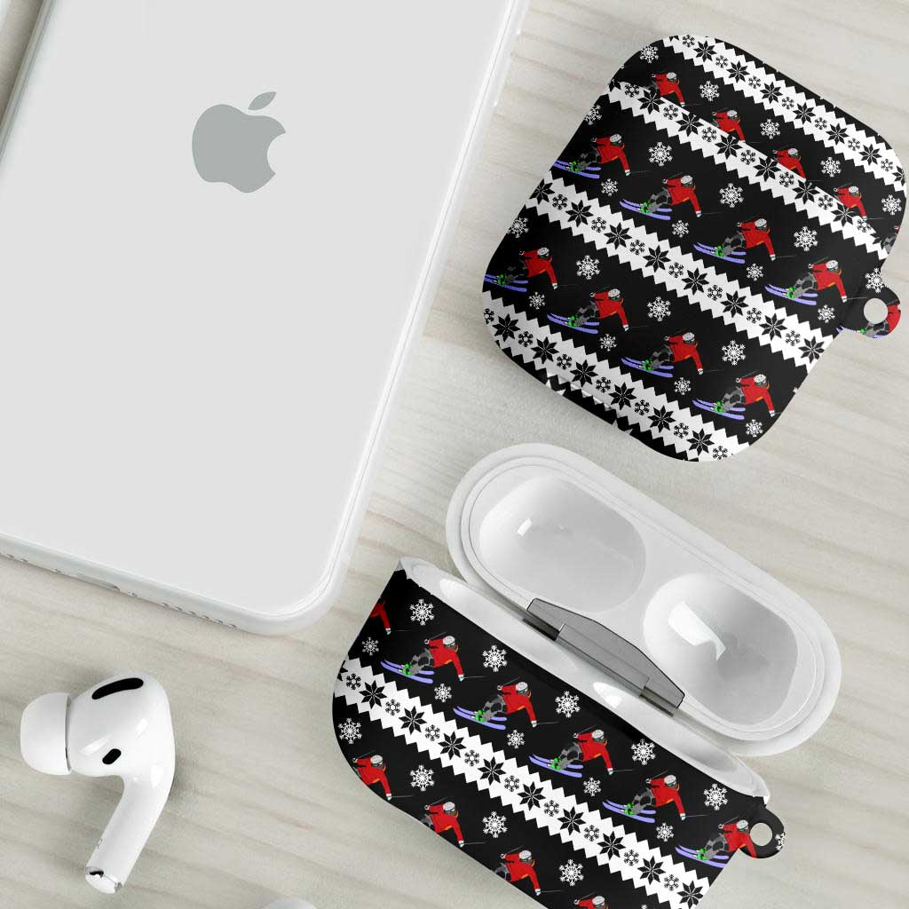 Skiing Snowflake Christmas AirPods Case Xmas Holiday Patterns - Wonder Print Shop