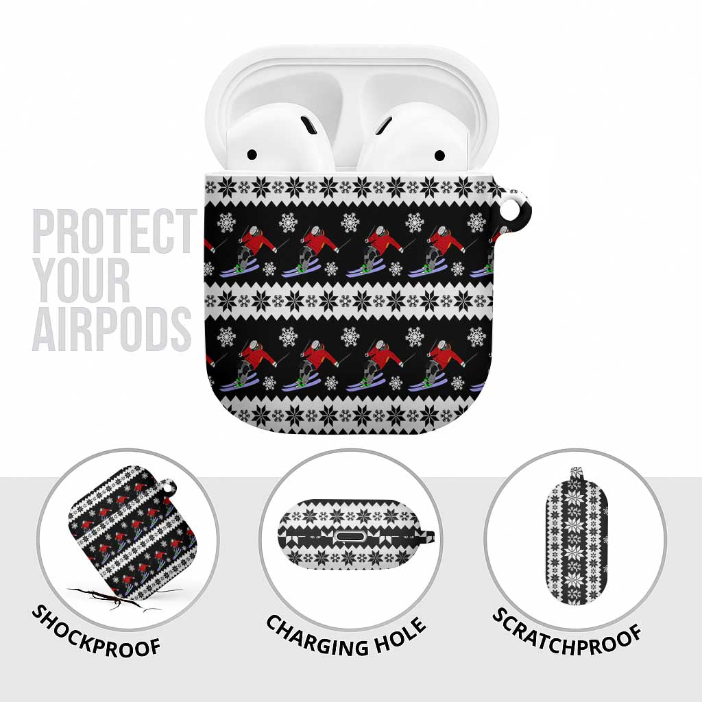 Skiing Snowflake Christmas AirPods Case Xmas Holiday Patterns - Wonder Print Shop