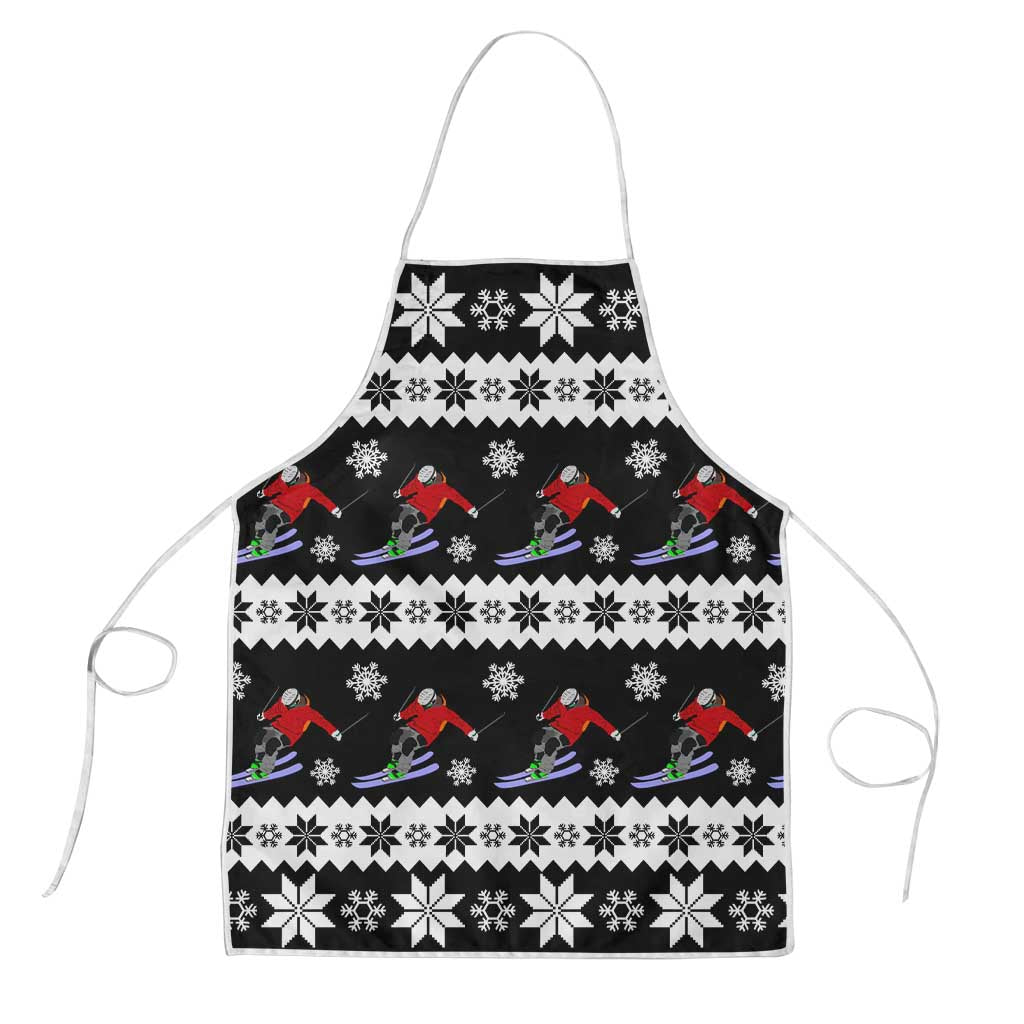 Skiing Snowflake Christmas Apron Xmas Holiday Patterns - Wonder Print Shop