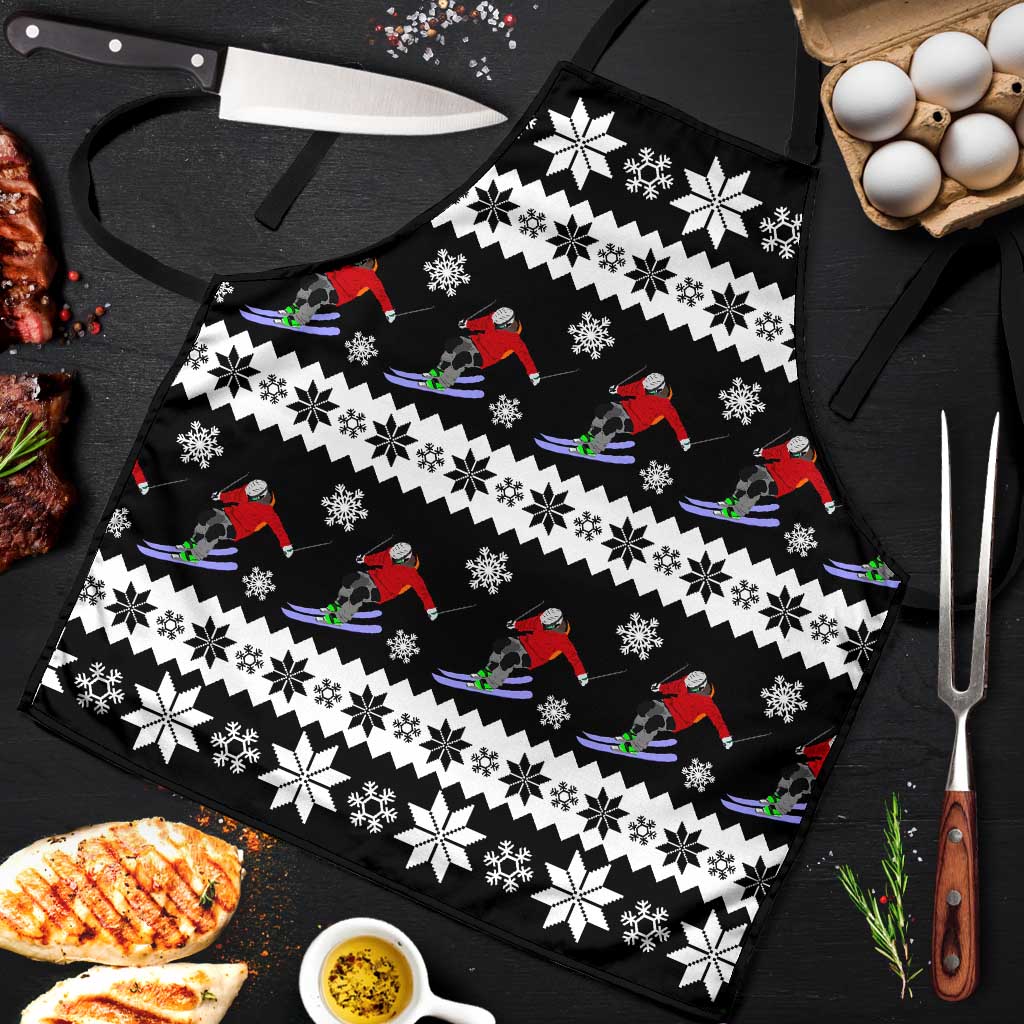 Skiing Snowflake Christmas Apron Xmas Holiday Patterns - Wonder Print Shop