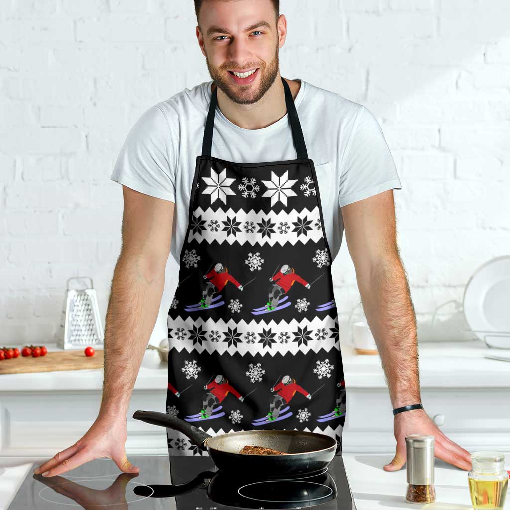 Skiing Snowflake Christmas Apron Xmas Holiday Patterns - Wonder Print Shop