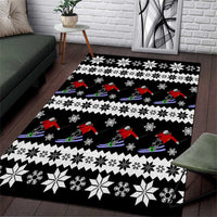 Skiing Snowflake Christmas Area Rug Xmas Holiday Patterns - Wonder Print Shop