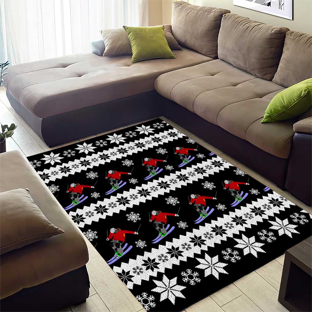 Skiing Snowflake Christmas Area Rug Xmas Holiday Patterns - Wonder Print Shop