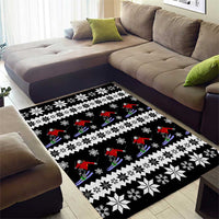 Skiing Snowflake Christmas Area Rug Xmas Holiday Patterns - Wonder Print Shop