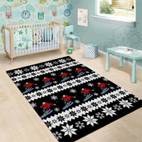 Skiing Snowflake Christmas Area Rug Xmas Holiday Patterns - Wonder Print Shop