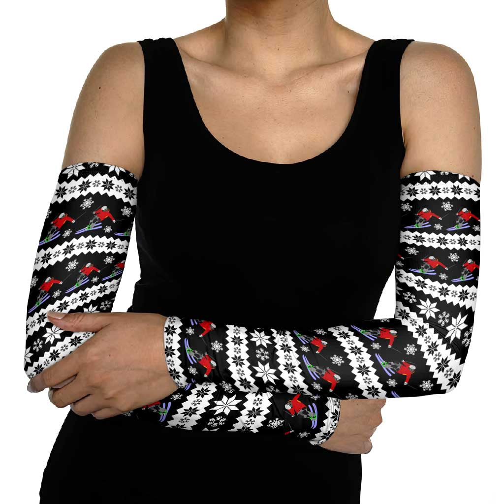 Skiing Snowflake Christmas Arm Sleeves Xmas Holiday Patterns - Wonder Print Shop